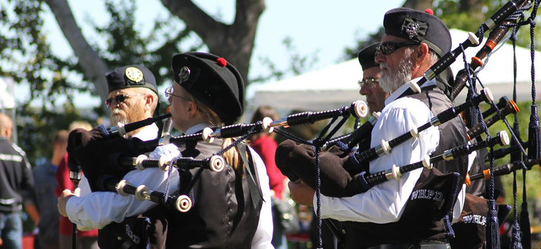 men playing bagpipes