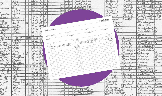 1860 Census Worksheet for Genealogy Research