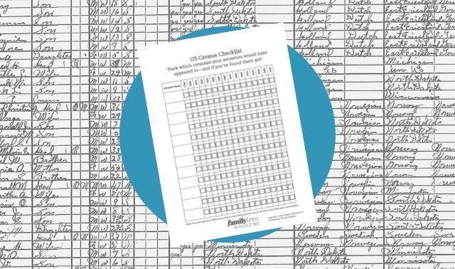 Census Checklist Form for Genealogy