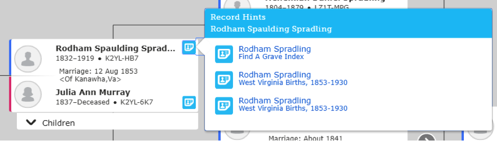 FamilySearch hints example