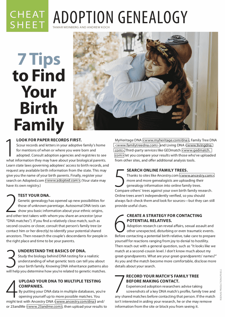 Find your birth family with help from this quick-reference guide! It offers essential information on DNA testing, genetic genealogy, and genealogical records that can help you identify your biological parents.