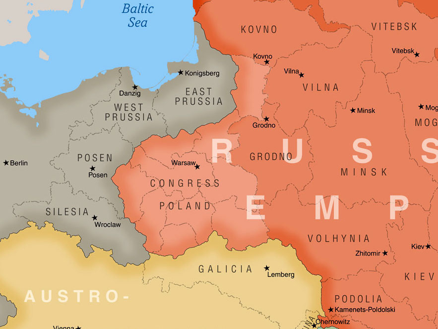 This map of Eastern Europe, which accompanies the Jewish history timeline, shows the region in 1900.