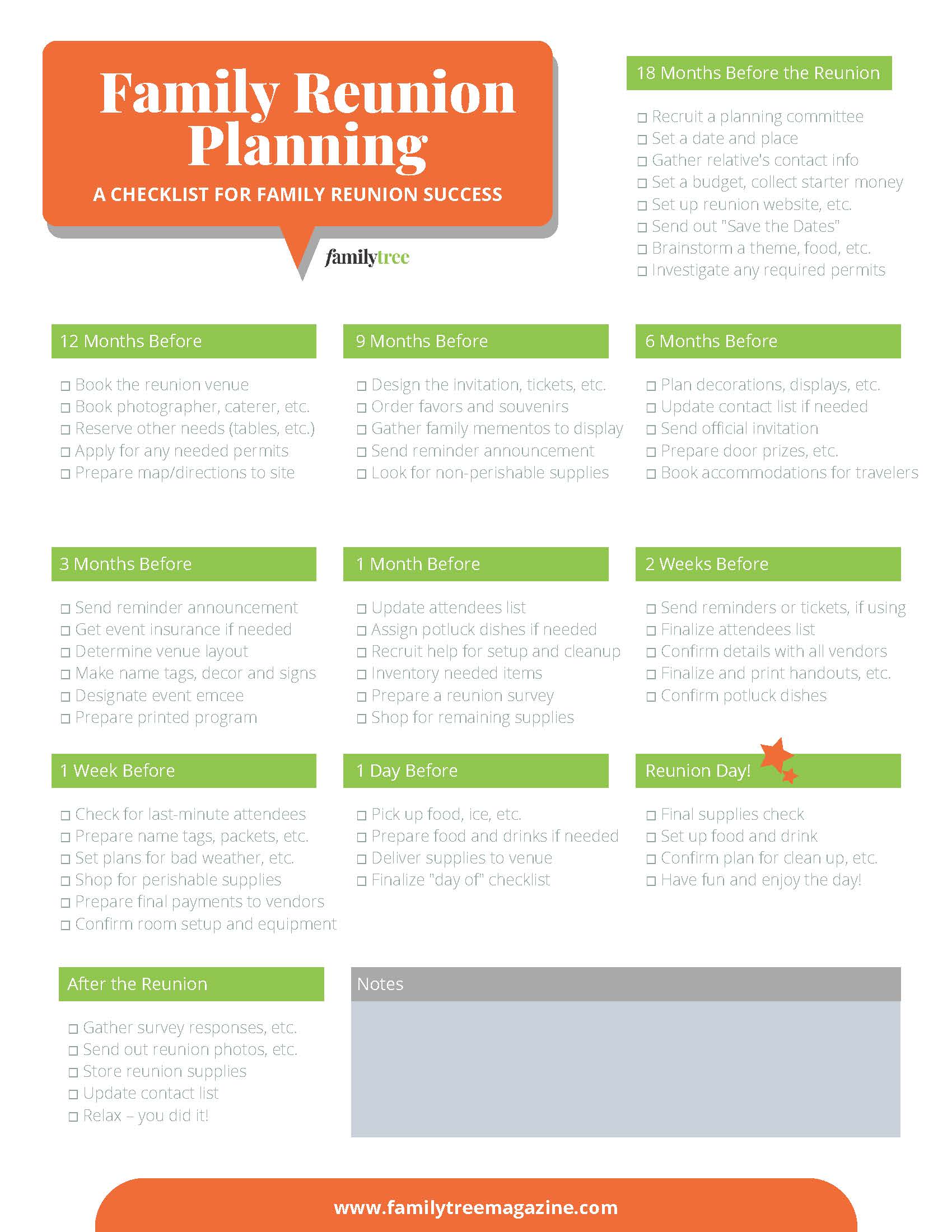 Free Printable Family Reunion Checklist Printable Templates