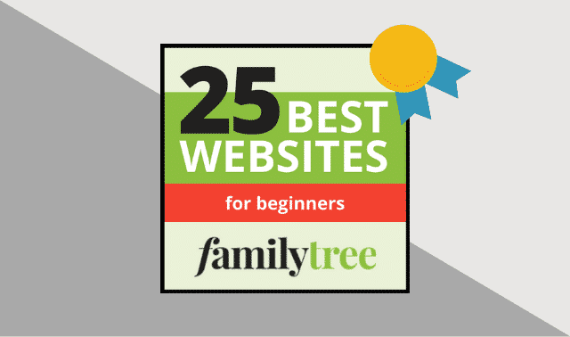 Family Tree Magazine's 25 Best Websites for Beginners logo.