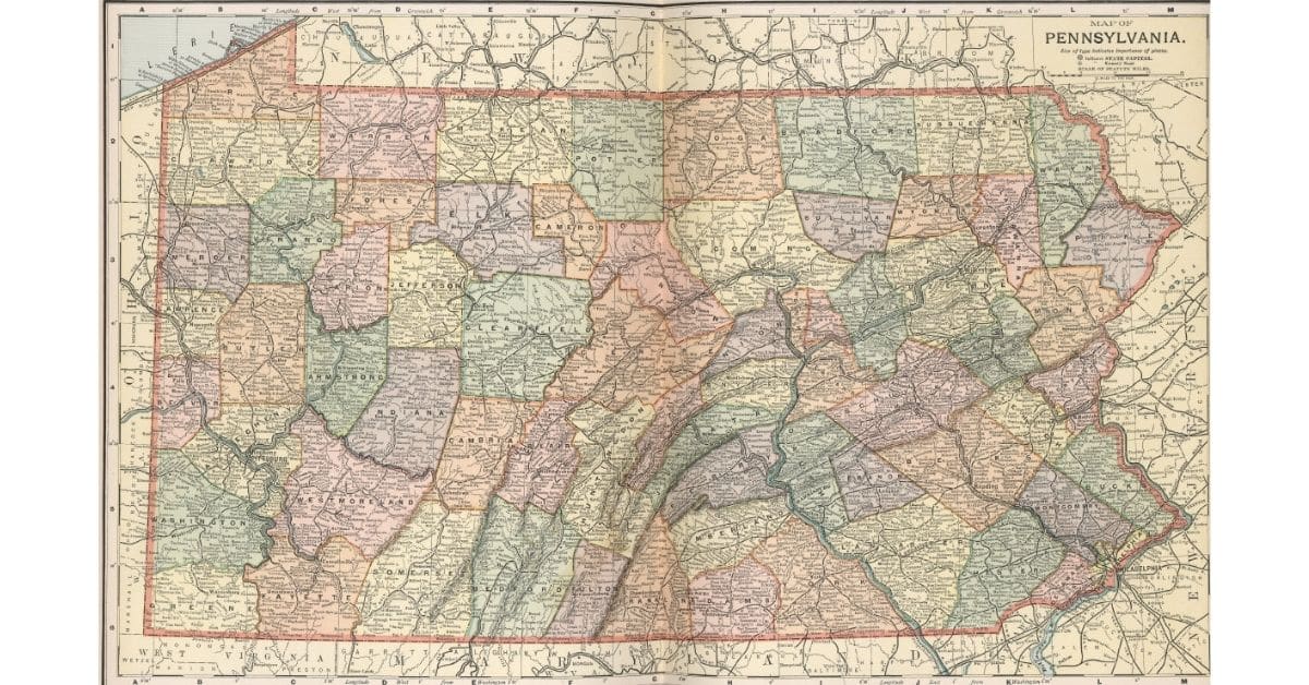 Historic map of Pennsylvania useful for genealogists
