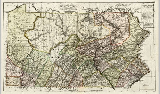 Historical map of Pennsylvania, from the 1790s