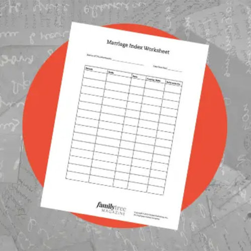 Free Marriage Records Index Form Download