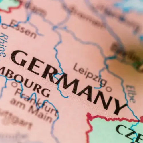 Closeup of a map of Germany