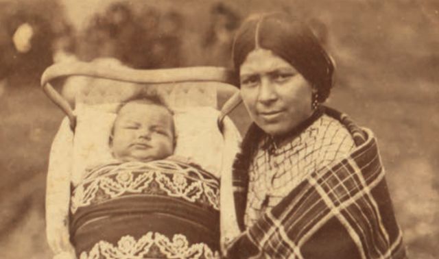 Historical photo of woman with baby