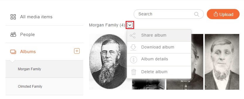 Screenshot of MyHeritage photo interface.