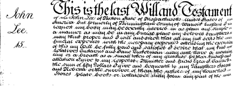 Image of sample will from 1840, text beginning with "This is the last Will and Testament"
